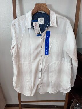 Jachs White Long-Sleeve Casual Button Down Shirt